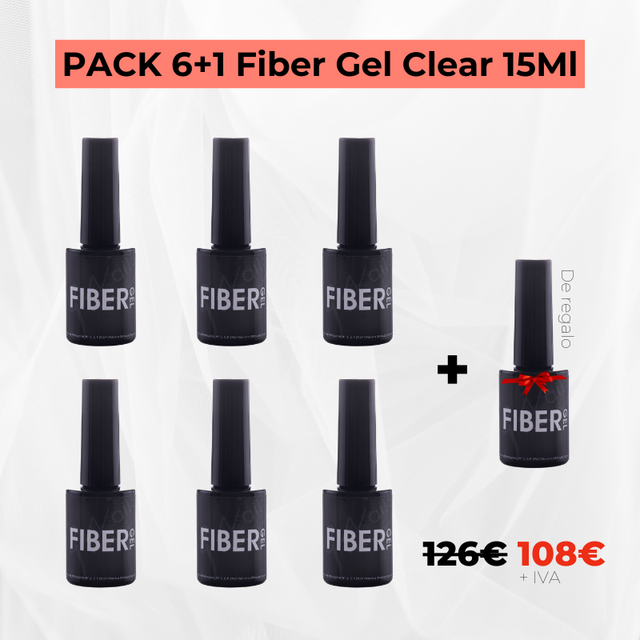 Pack 6 Bases Fiber Gel Clear +1 Gratis